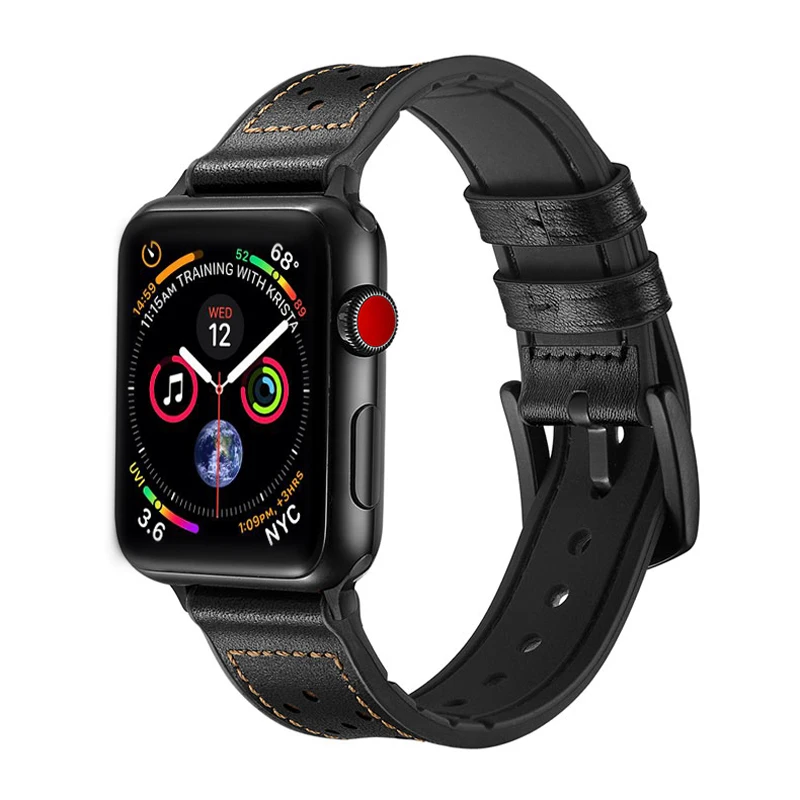 Osrui Натуральная кожа ремешок для наручных часов Apple watch 4 44 мм/40 мм силиконовых Iwatch