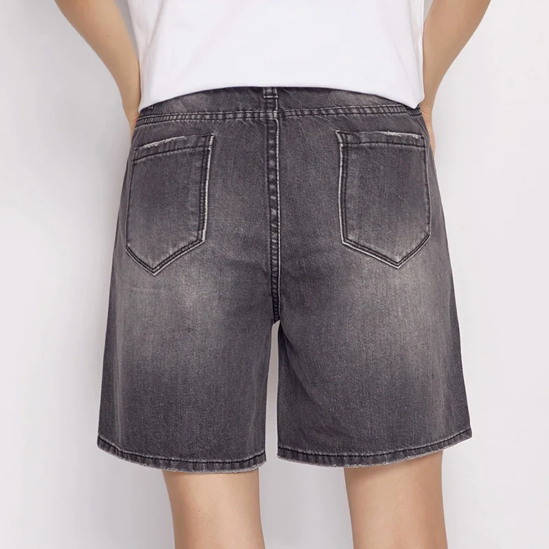 LEIJIJEANS Лето 2019 г. Письмо печати хлопок по колено Bleach High Street эластичный пояс