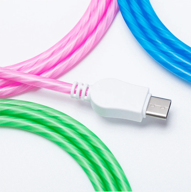 Светодиодный светящийся зарядный кабель Micro USB Type C для xiaomi redmi note 7 6 5 s2 lenovo HTC Asus infinx