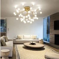 modern led ceiling chandeliers lighting blackgold tree branch ceiling mount kids lamps ball glass shades lights for living room