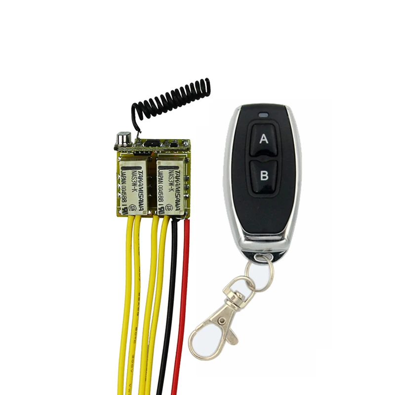

Mini 2CH Relay Remote Switch DC 3.7V 4.2V 4.5V 5V 6V 7.4V 9V 12V Small Wireless Switch NO COM NC Contact RF ASK RX TX Momentary