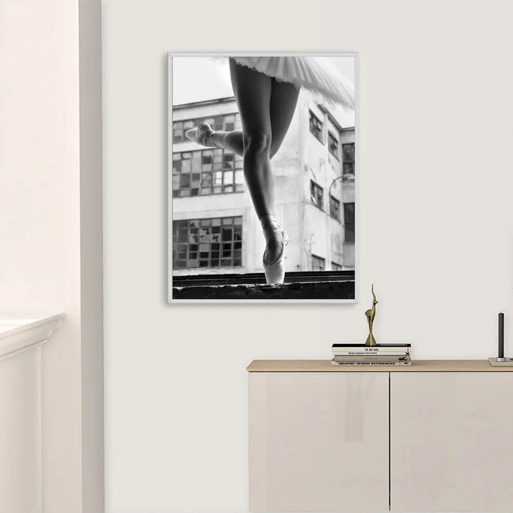 Абстрактное искусство холст черный белый балетная настенная живопись Печать