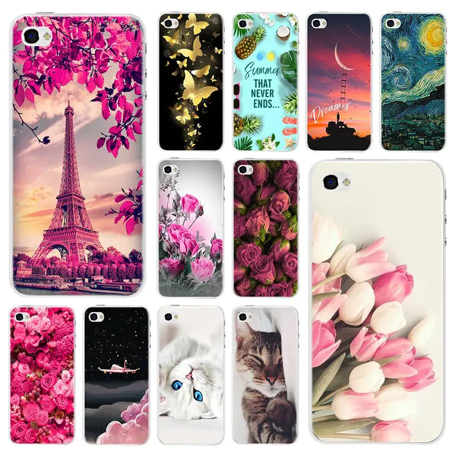 Чехол для телефона Apple iPhone 4 4S 5 5S SE чехол с милым мультяшным цветком ультратонкая