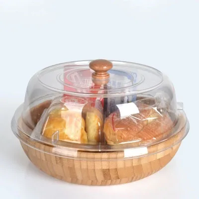 Bamboo Wood European Fruit Plate Breakfast Snack Creative Personality Home Hotel Snacks Dried Salad Bowl Tray | Дом и сад