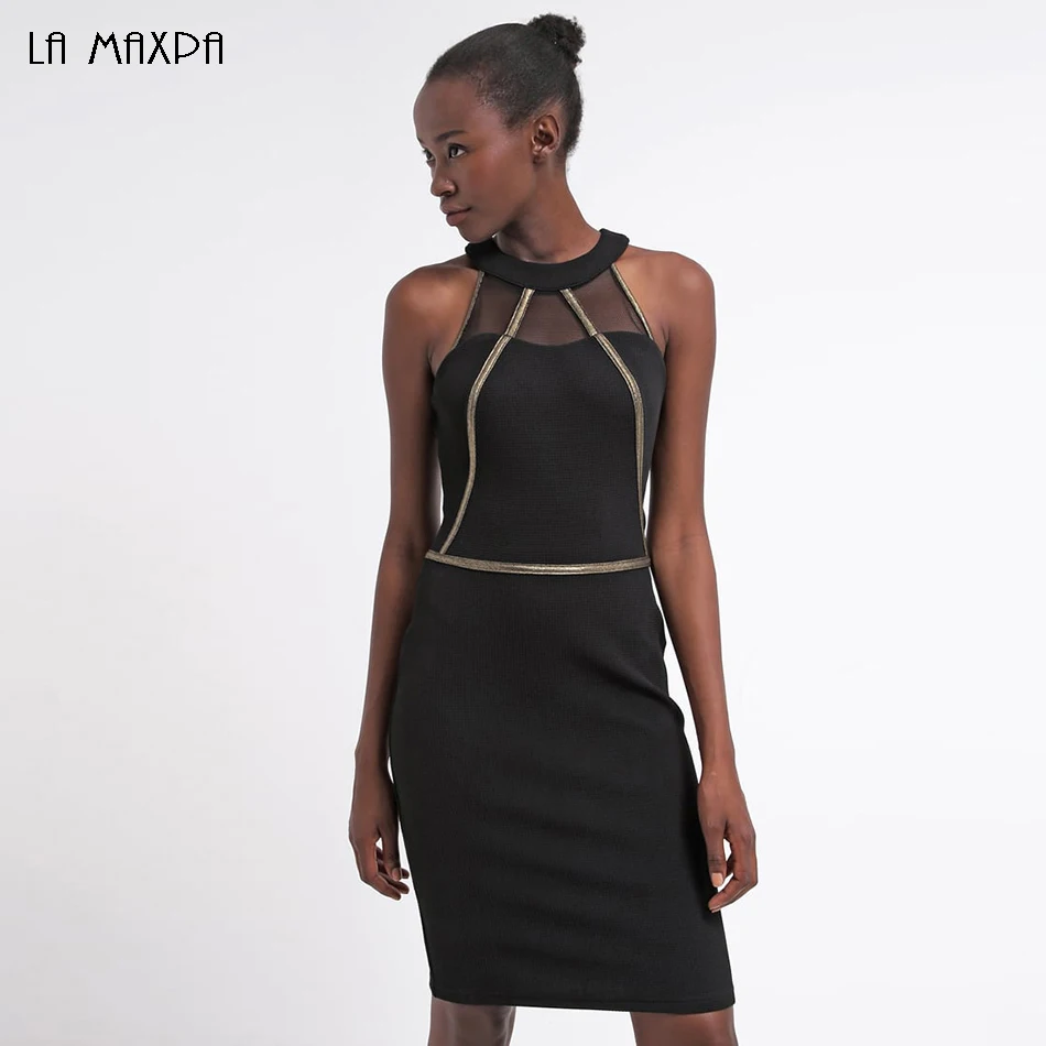 Новинка 2018 стильная повязка сексуальное платье с круглым вырезом Сетчатое