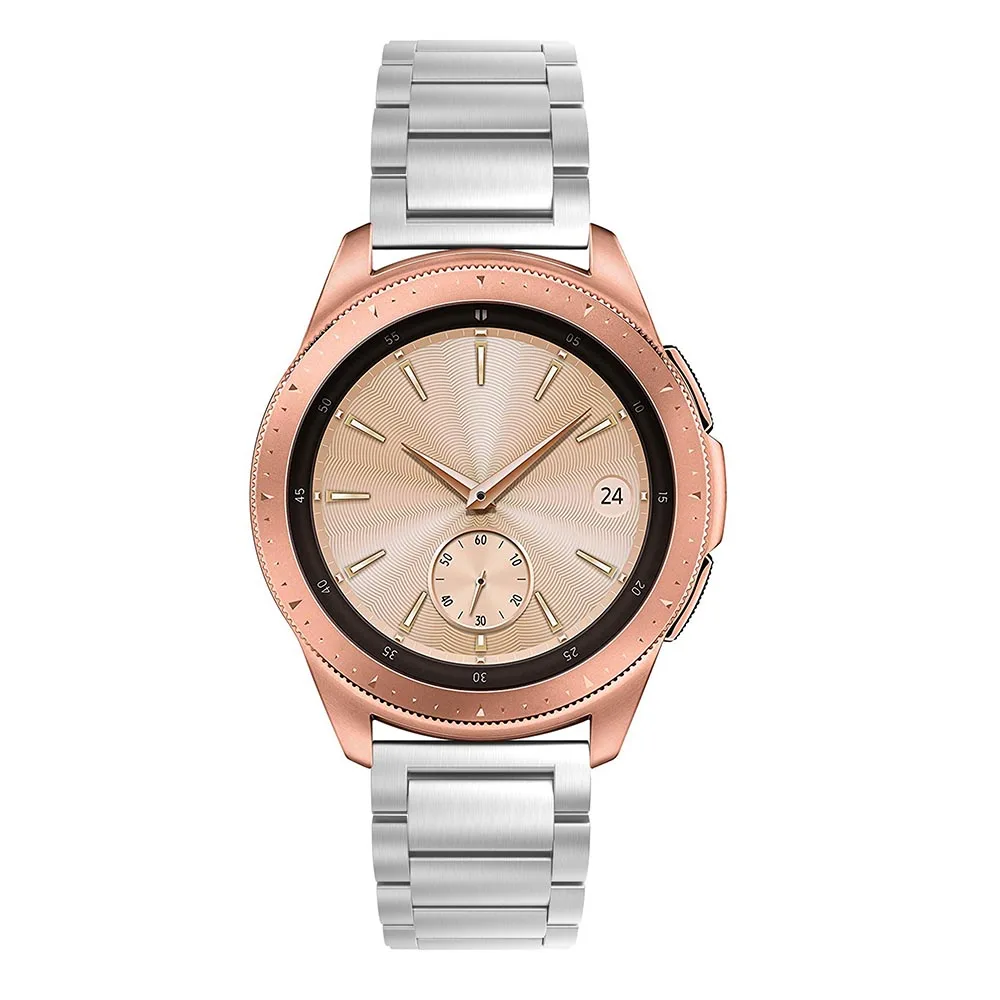 Ремешок для часов из нержавеющей стали с 3 указками, 20 мм, 22 мм, для samsung Galaxy Watch, 42 мм, 46 мм, металлический ремешок из розового золота для SM-R800, SM-R180