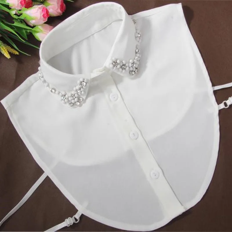Корейская мода Поддельный Воротник жемчужная половина белая рубашка Съемный