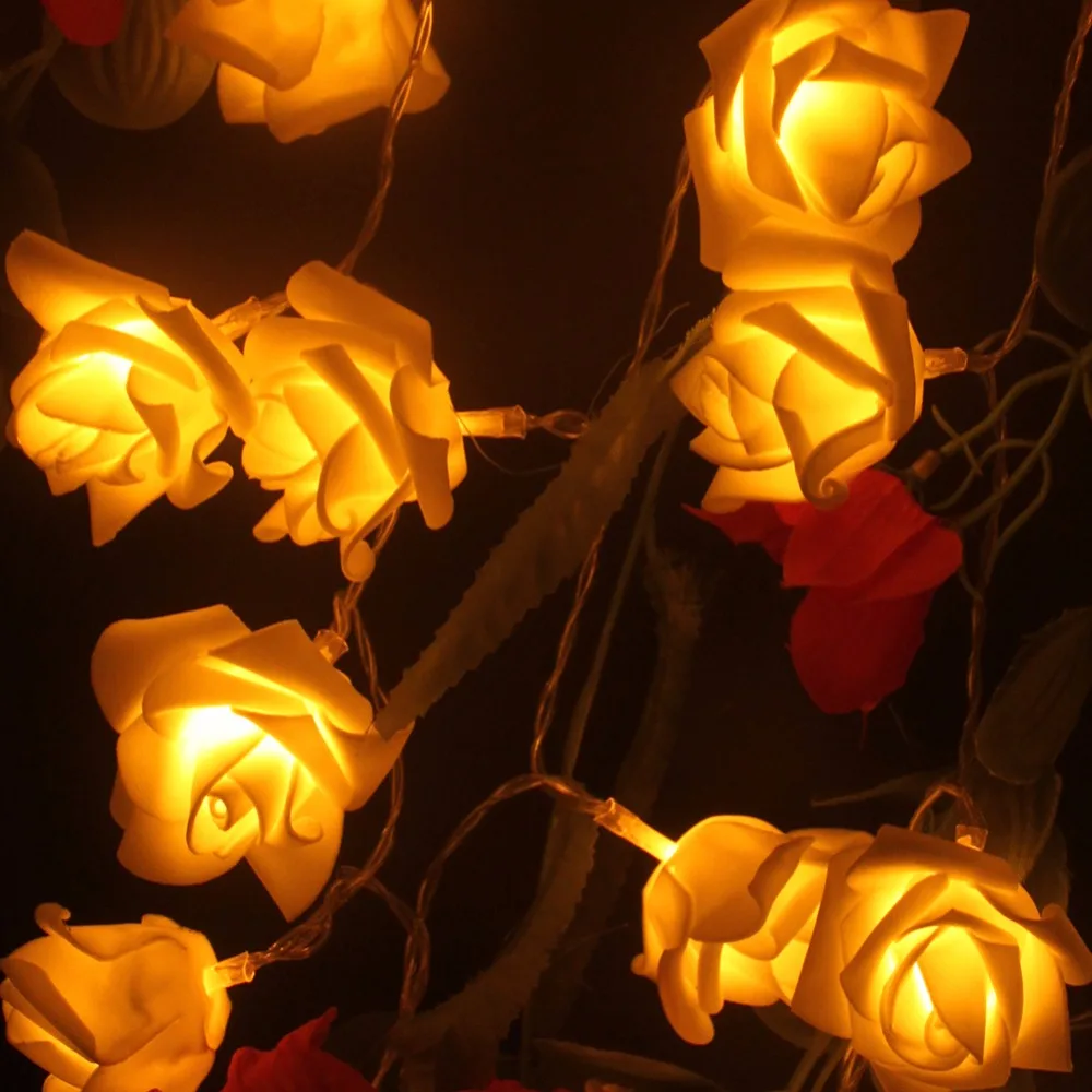 2M 20 Wedding Roses LED String Lights Battery Holiday Events Parties Decoration Light Rosa Flash/Steady on living Decor | Освещение