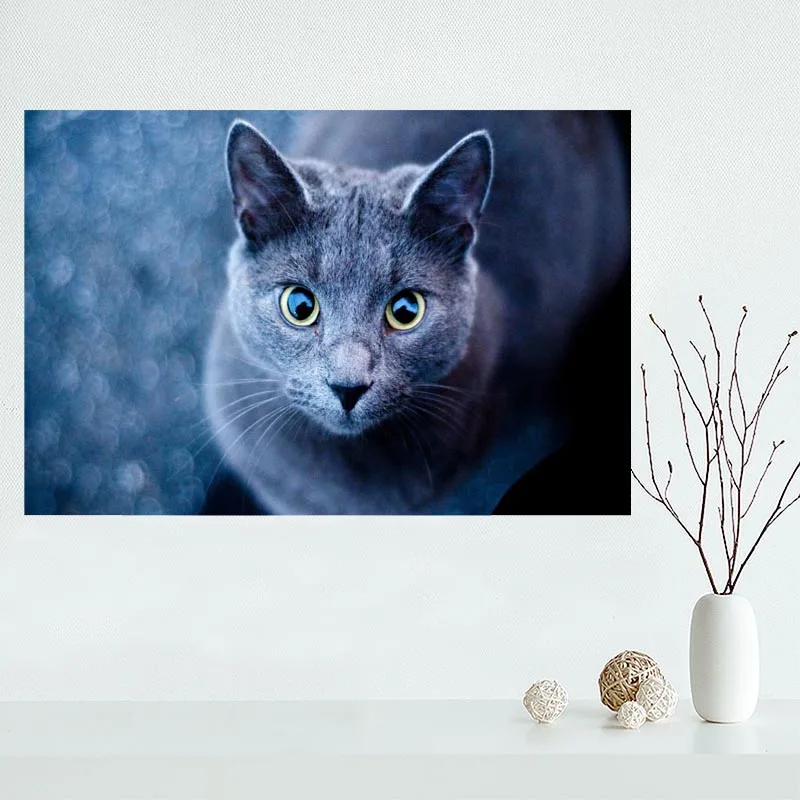 Hot Sale Custom cat canvas poster Home Decoration Wall Art High Quality cloth Silk Fabric wall print | Дом и сад