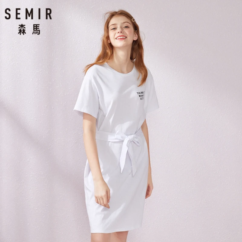 Женское плиссированное платье SEMIR свободное Спортивное облегающее с круглым