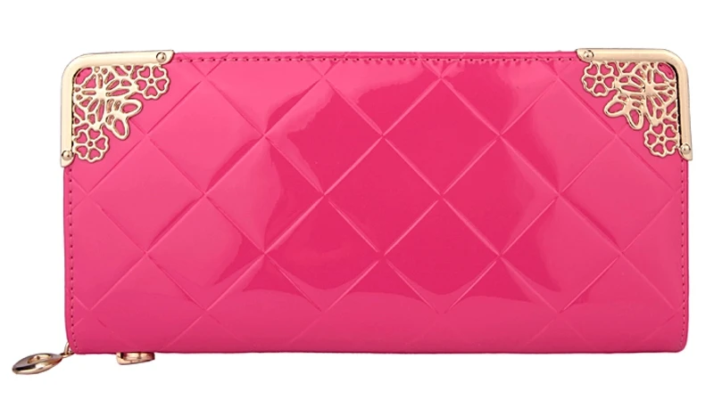 Модные женские кошельки из лакированной искусственной кожи клетчатые дамские