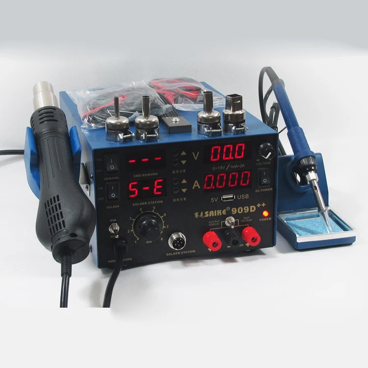 Паяльник SAIKE 909D ++ 3 в 1 тепловая пушка источник питания Сварочная ремонтная