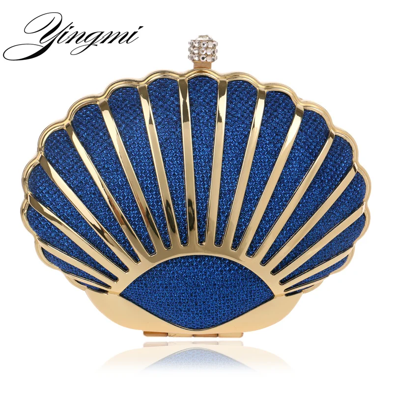 YINGMI Women Evening Bag Popular Fashion Alloy Day Clutch Bags Crystal Shell Small purse Wedding Bridal Diamond |