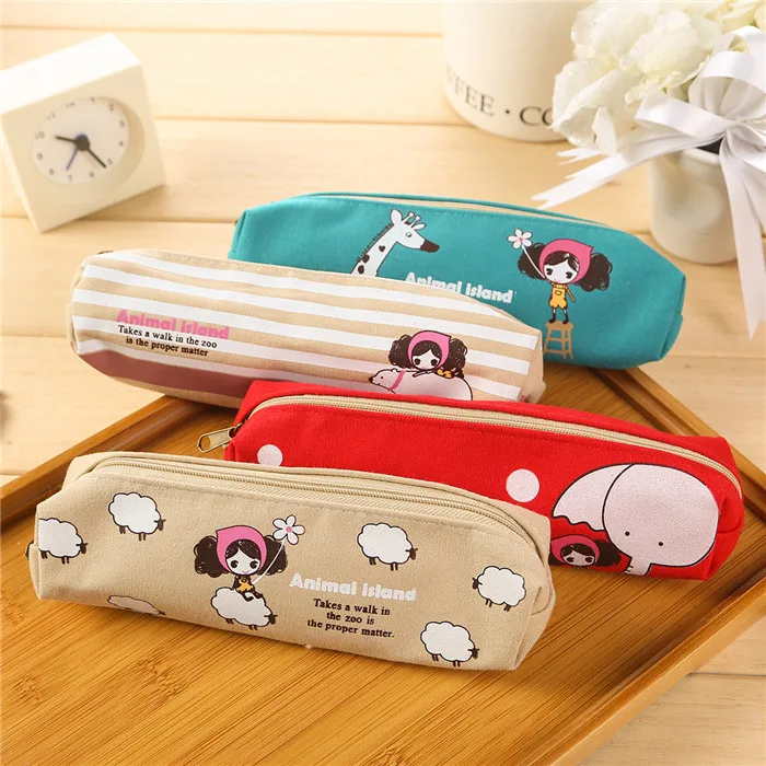 1 шт. чехол-карандаш из парусины на молнии с изображением героев мультфильмов Kawaii