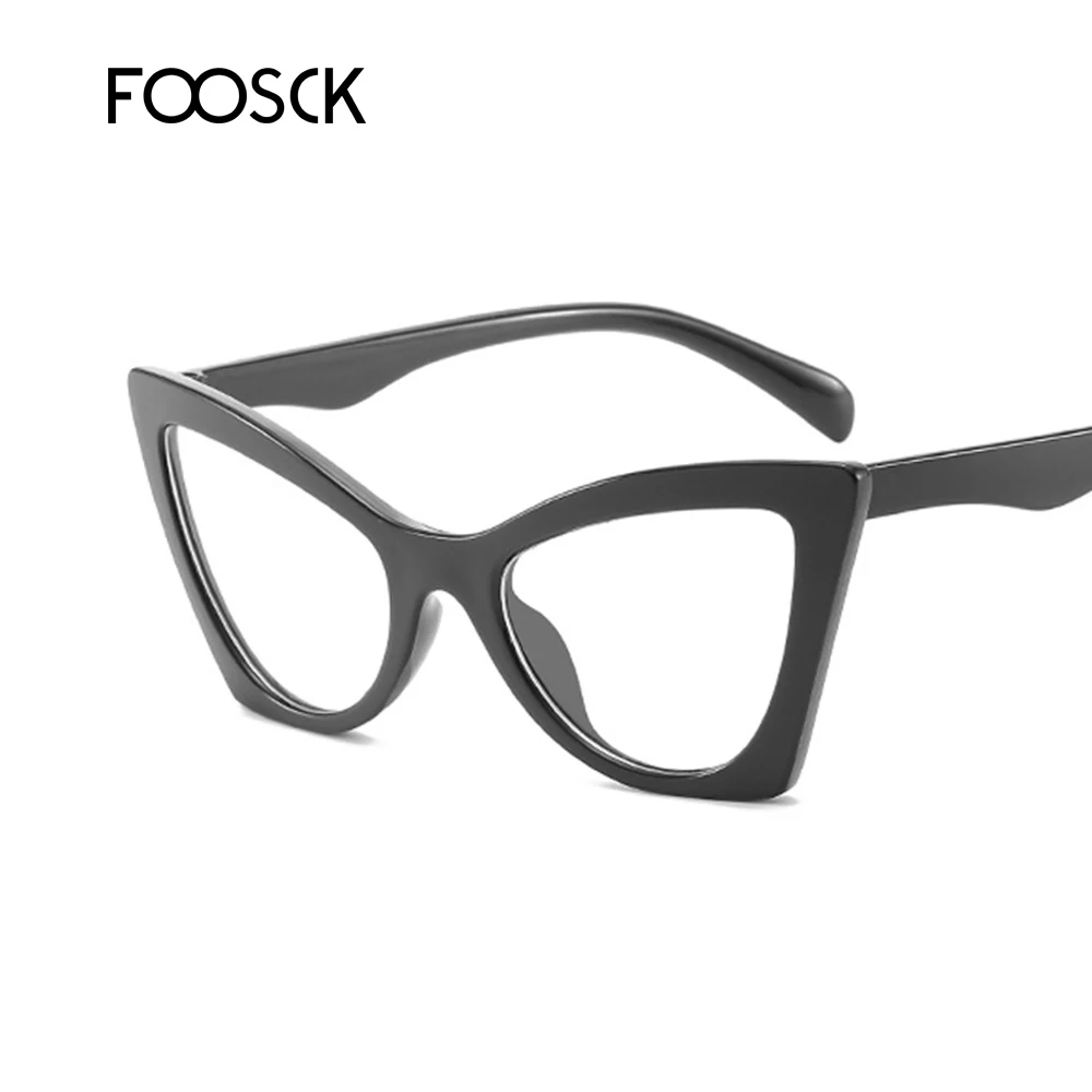 FOOSCK, женские модные солнцезащитные очки кошачий глаз, повседневные, женские, кошачий глаз, Ретро стиль, солнцезащитные очки, UV400 - Цвет линз: C5BlackClear