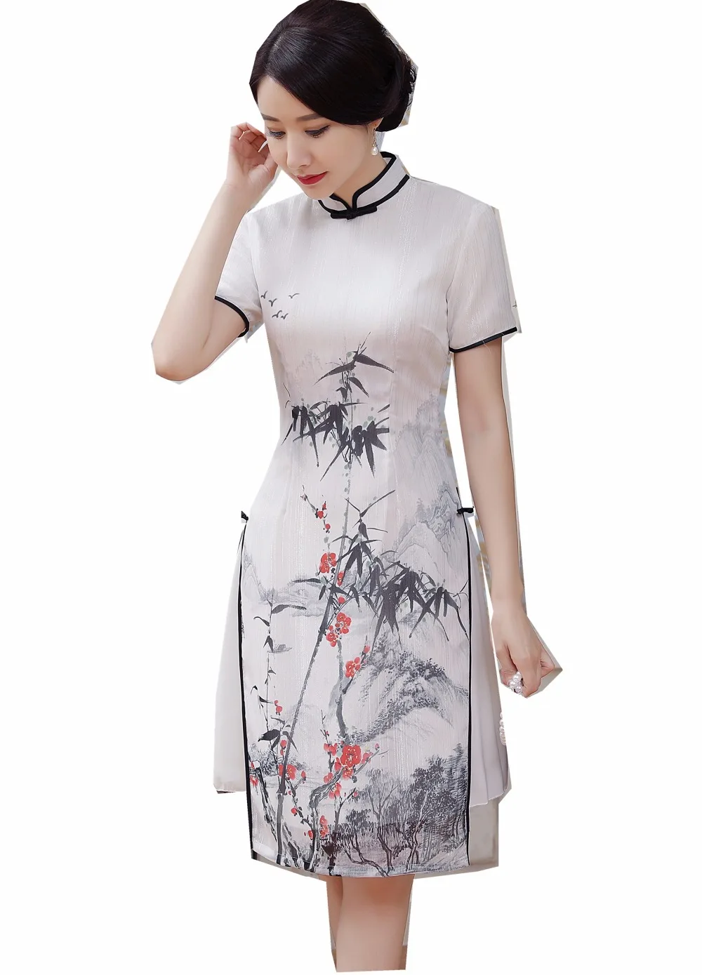 Традиционная китайская одежда для женщин Shanghai Story White Vietnam aodai женское китайское