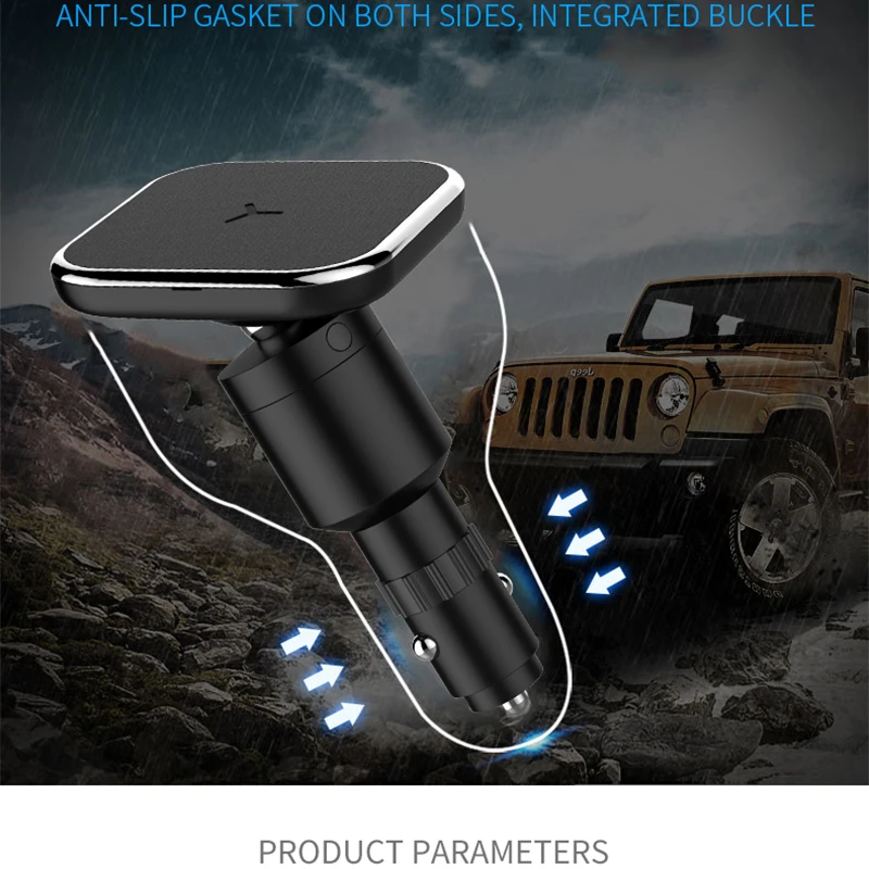 Fimilef QC3 Smart прикуривателя автомобиля Зарядное устройство Универсальная навигация для мобильного телефона Магнитный держатель Беспроводной зарядки