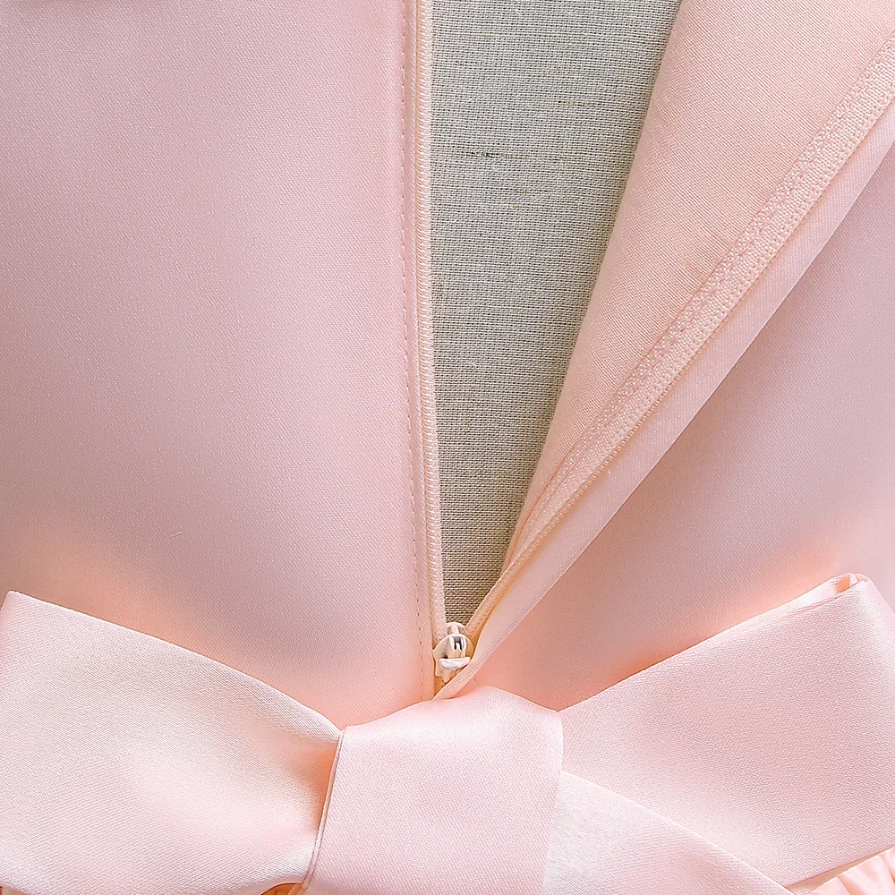 

Pink A-line Sleeveless Satin Little Girls Ceremonies Dress Baby Children's Clothing Tutu Kids Party Dress for Girl Clothes