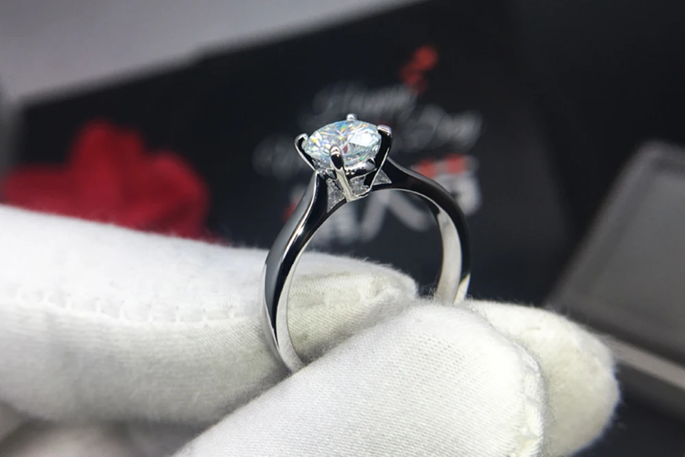 Кольцо из стерлингового серебра 925 1ct 2ct 3ct классический Муассанит лабораторный алмаз кольцо круглой огранки обручальное кольцо Подарок на годовщину VVS1 Муассанит