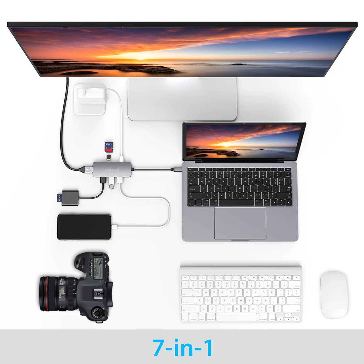 Dodocool 7 в 1 многофункциональная док станция с источником питания 4K HD выходной порт