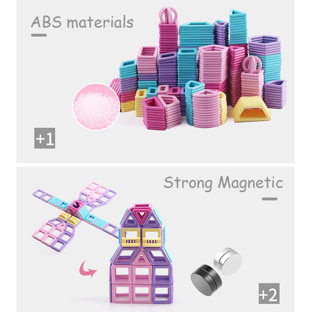 

258PCS Magnetic Constructor Designer Toys For Children 3D Building Blocks Early Educational DIY Bricks For Children Large Size