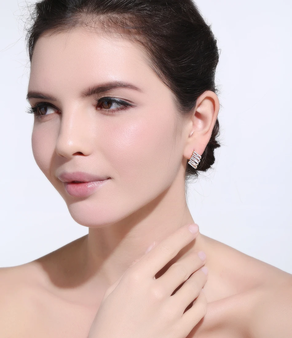 Effie queen ромб дизайн женские серьги AAA квадратный кубический циркон элегантный романтический стиль серьги-гвоздики DDE32