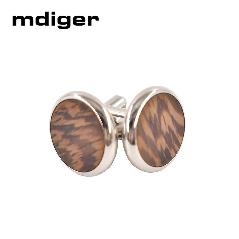 Mdiger бренд Запонки Дерево для мужские подарки Новая мода большие круглые запонки