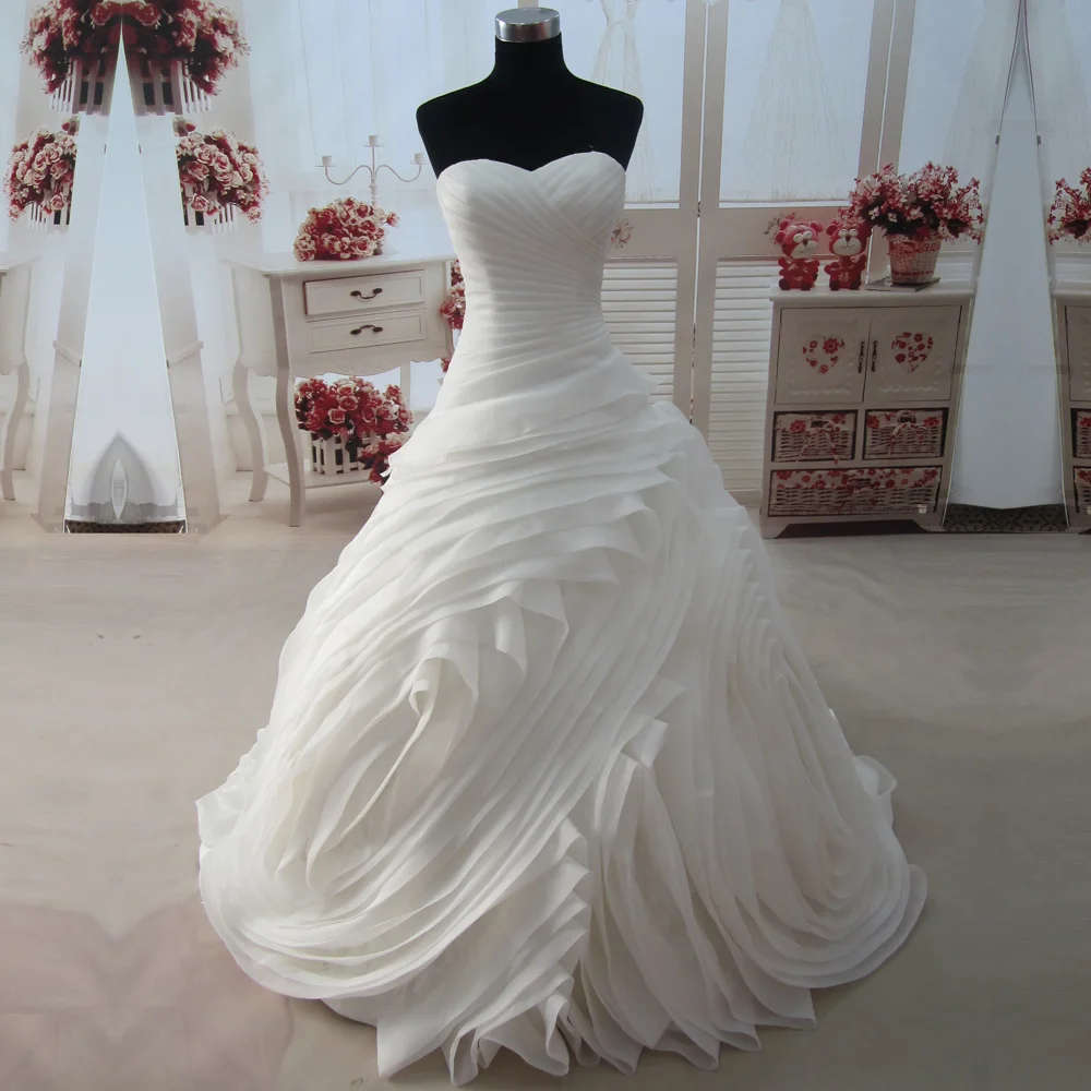 SL-3508 реальные фотографии Свадебное платье принцессы с каскадными рюшами