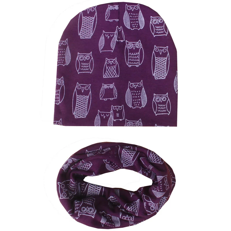 Owl Baby Girls Hats Neckerchief Cotton Kids Cute Beanies Infant Cap Accessories | Детская одежда и обувь