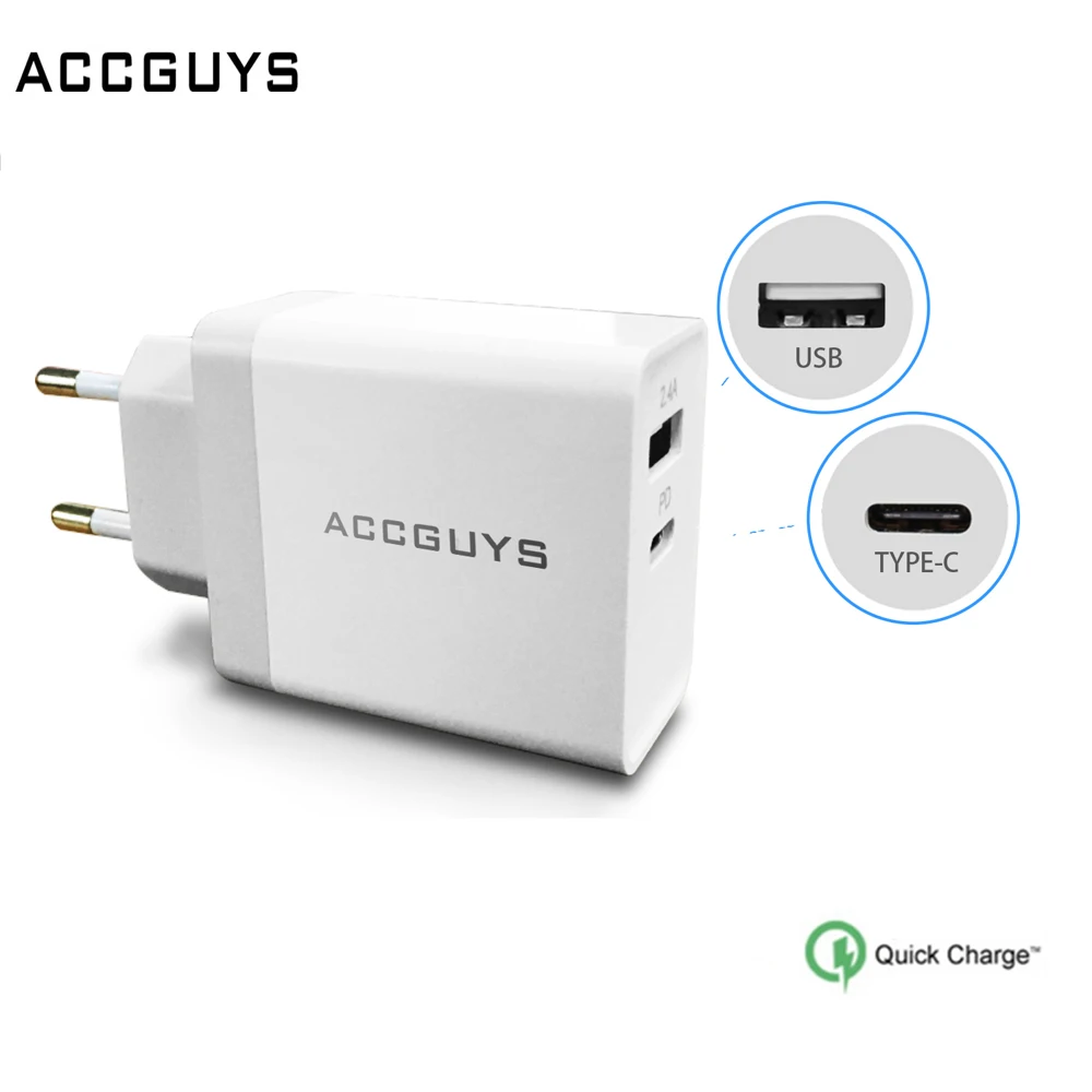 ACCGUYS USB PD зарядное устройство быстрое Тип C Быстрая зарядка 3 0 адаптер дорожные