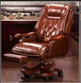 Кресло руководителя КОЖАНОЕ МАССАЖНОЕ откидное офисное кресло Двойная подушка