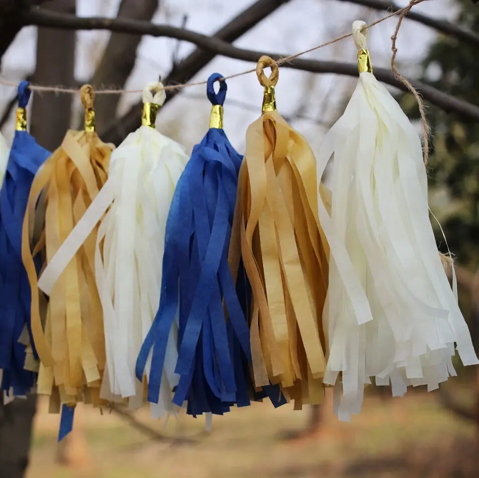 24 шт. Темно-синие гирлянды комплект морских Свадебный темно-золотой баннер