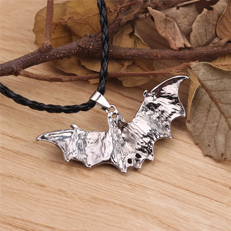 Vintage Punk Rope Chain Necklace Black Enamel Vampire Bat Pendant Men Colar Masculino Gothic Jewelry Halloween Gift | Украшения и