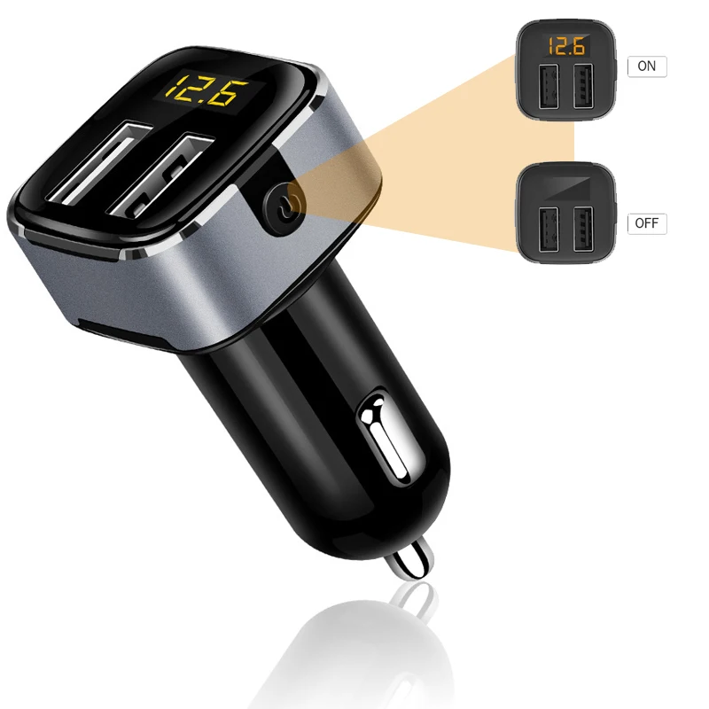 Автомобильное зарядное устройство со светодиодной подсветкой с двумя USB портами