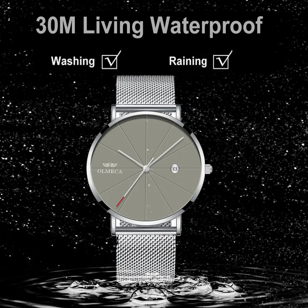 

OLMECA Watches Man Clock Men's Wrist Watch Stainless Steel Ultra Thin Male Quartz Men's Wrist Watch Military Sport Watches Men