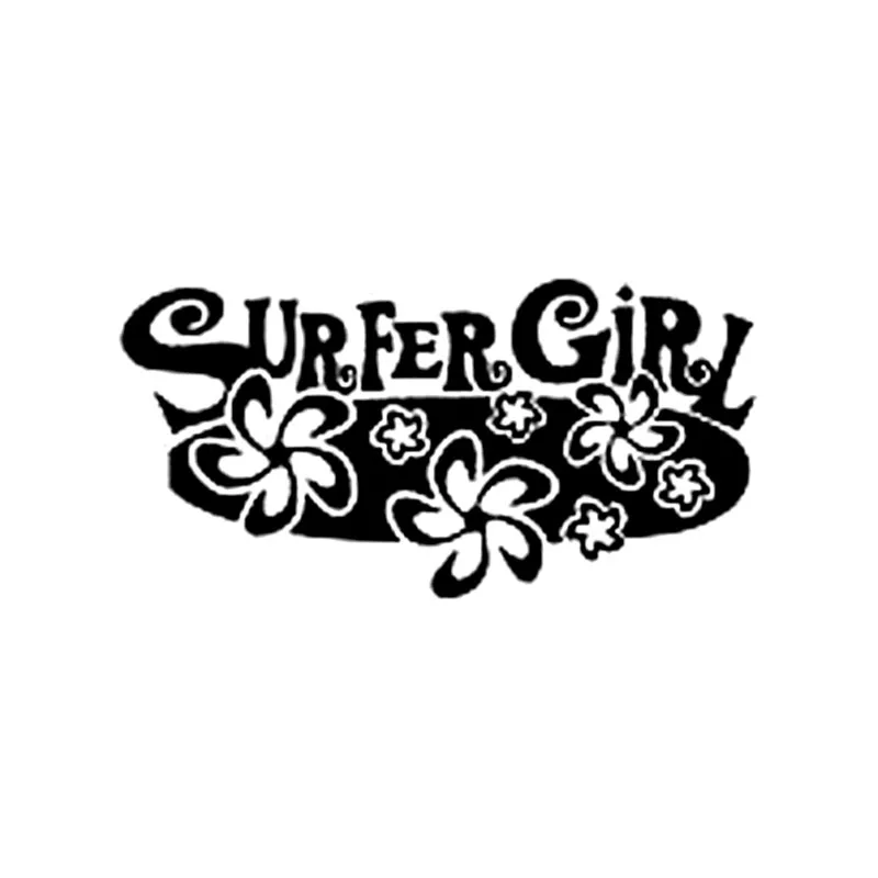 

20X10CM SURFER GIRL Hibiscus Flowers Surf Board Vinyl Decal Car Sticker Car-styling S8-0850