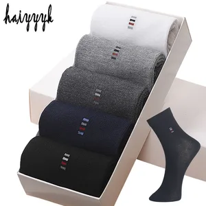 Высококачественные модные мужские хлопковые носки, классические брендовые носки с маленькими точками, мужские повседневные Компрессионные носки, 5 паралот