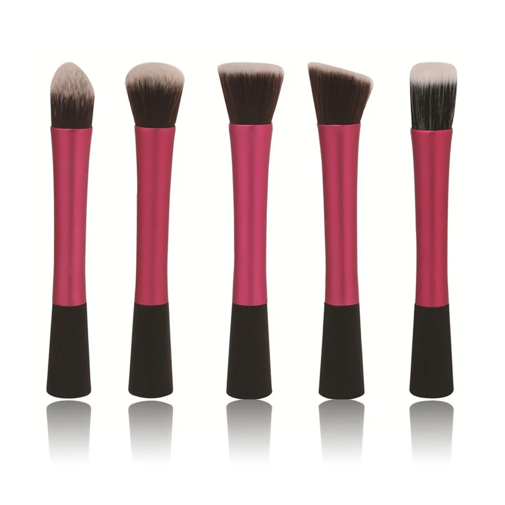 

5PCS Unique Shpaed Synthetic Hair Soft Foundation Brush Tool Kit Rose CLSK