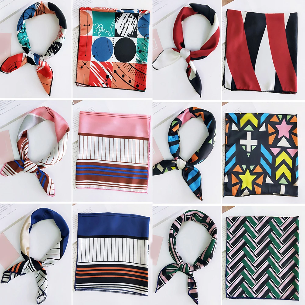 Маленькая квадратная шелковая лента для завязывания волос Женская повязка на