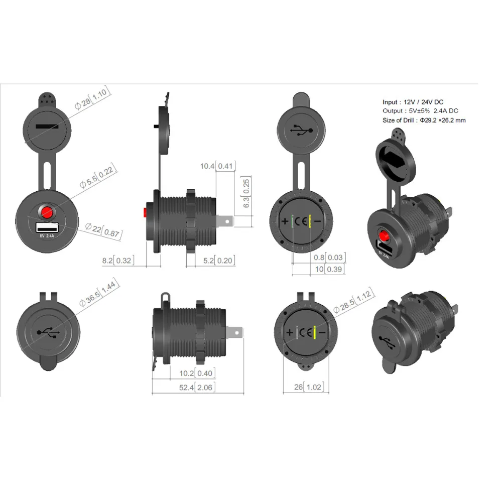 Стандарт ЕС 12 В 24 в 240 Вт Лодка RV мотоцикл прикуриватель розетка адаптер питания