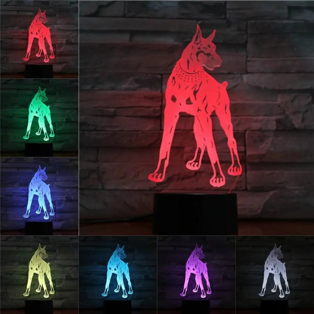 Животное собака 3D лампа Иллюзия Ночник светильник RGB Светодиодный многоцветный