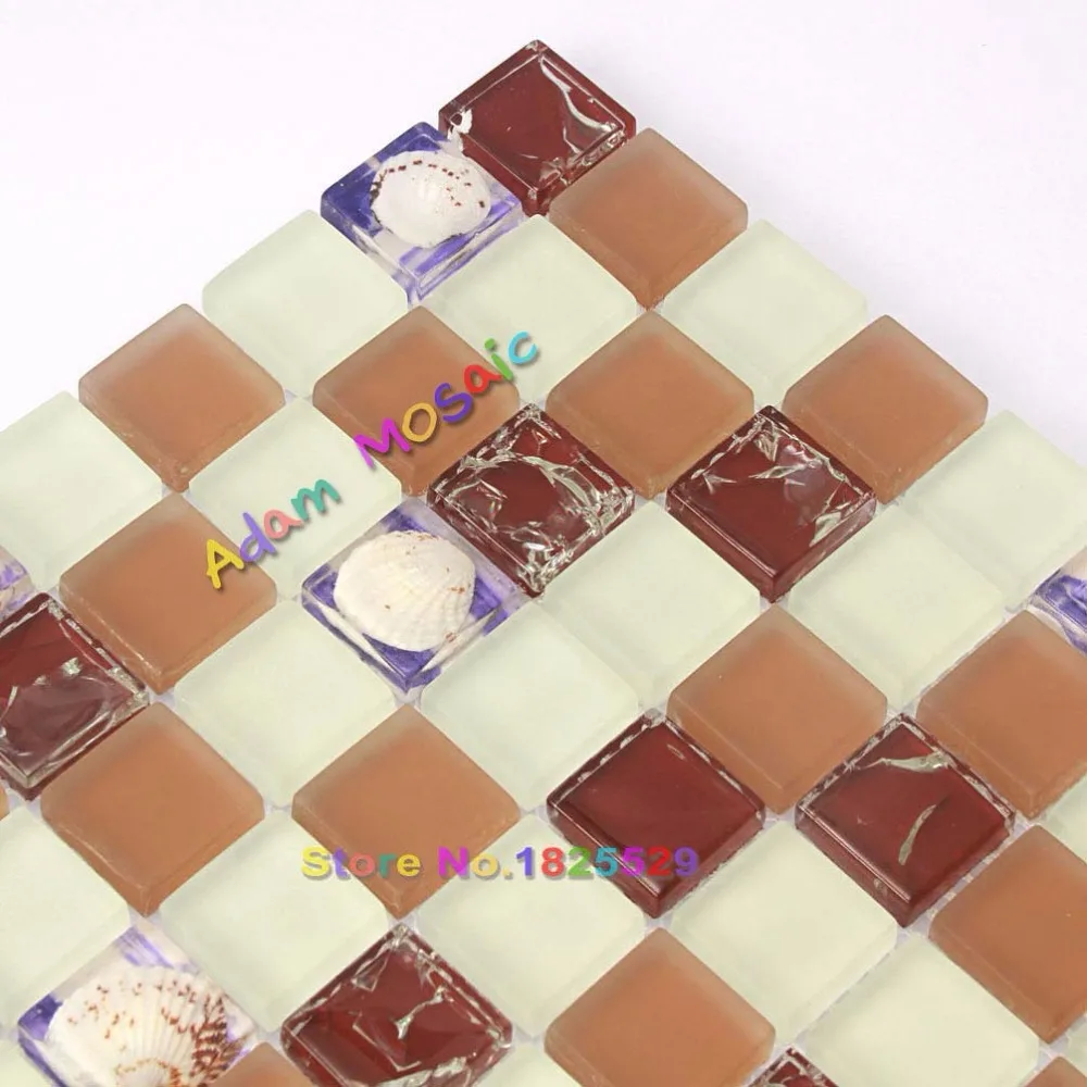 Sea Shell коричневый щитка Кухня Стекло раковины Плитки белый Ванная комната Мэтт