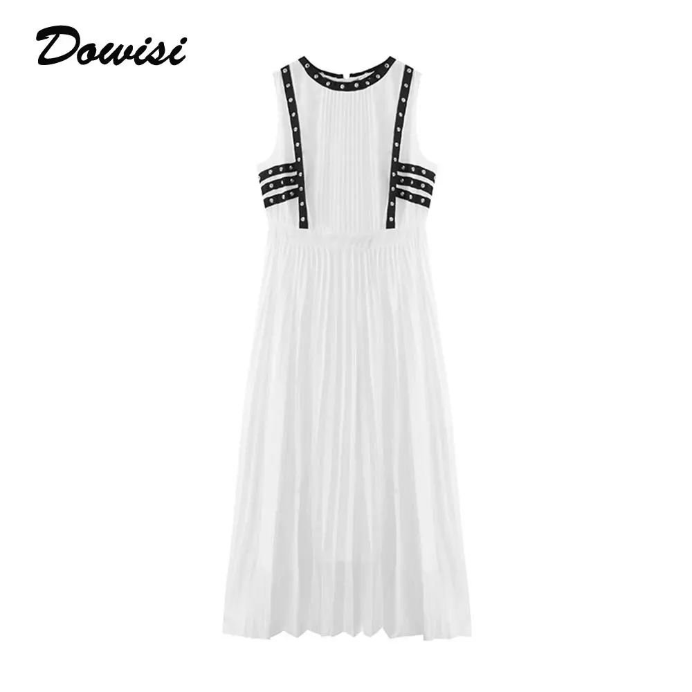 Женское шифоновое платье Dowisi летнее без рукавов с заклепками в Корейском стиле