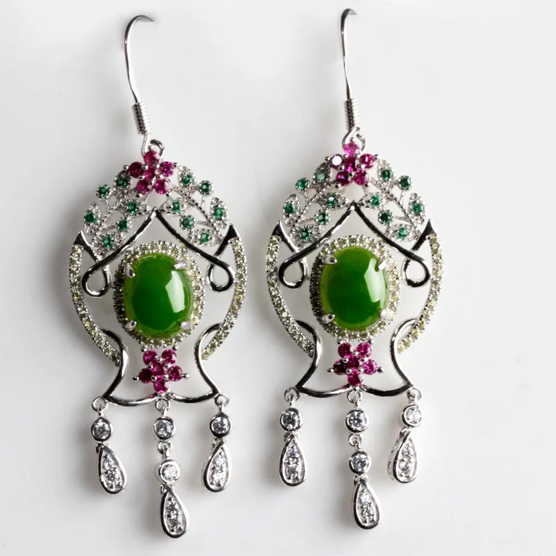 Серьги-подвески из натурального нефрита и в виде яйца | Украшения аксессуары