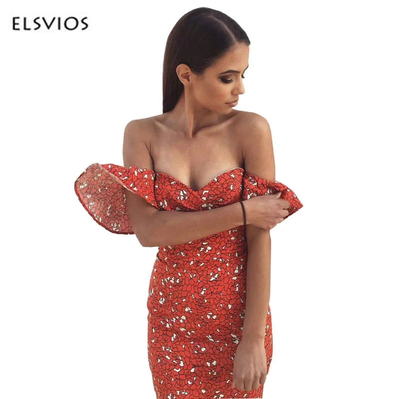 Женское платье мини ELSVIOS повседневное Клубное с коротким рукавом и принтом лето