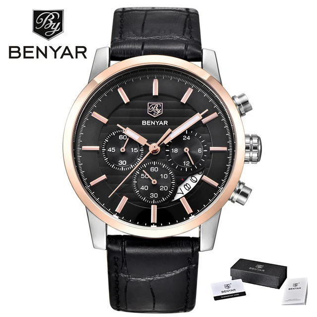 gold black Бренд класса люкс Benyar мужские часы полностью стальные спортивные наручные часы мужские армейские военные часы Мужские кварцевые часы Relogio Masculino - Цвет: gold black