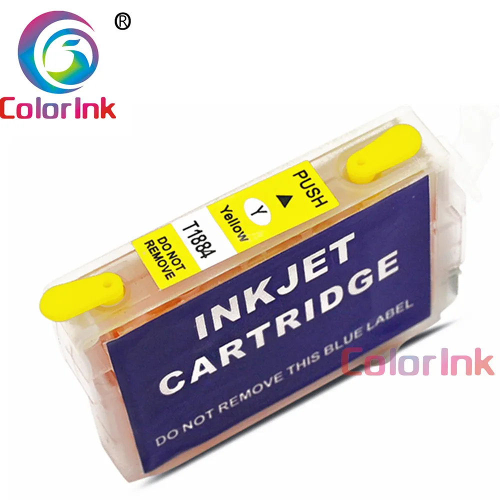 ColorInk 4 упаковки легко Заправляемый картридж T1881 T1882 T1883 T1884 для принтера Epson WorkForce WF