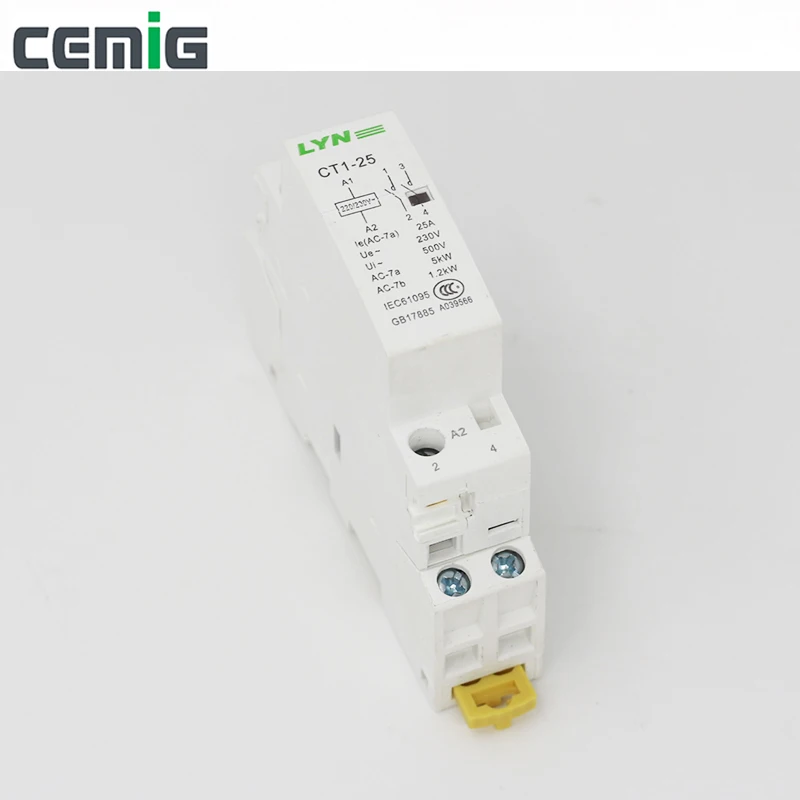 

Cemig Household AC Modular Contactor CT1-25 2P 25A 2NO 50/60Hz 220/230V