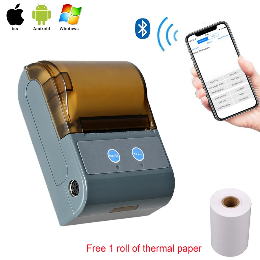 Портативный Bluetooth Термопринтер для чеков карманный принтер POS термопринтер IOS