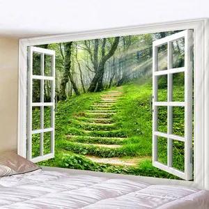 Красивый лесной пейзаж Печатный Большой Настенный Гобелен дешевая настенная драпировка в стиле хиппи богемные настенные гобелены Мандала Настенный декор